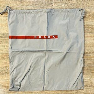PRADA Drawstring Dust Bag Grey Red Vinyl Shoes Travel Storage Bag